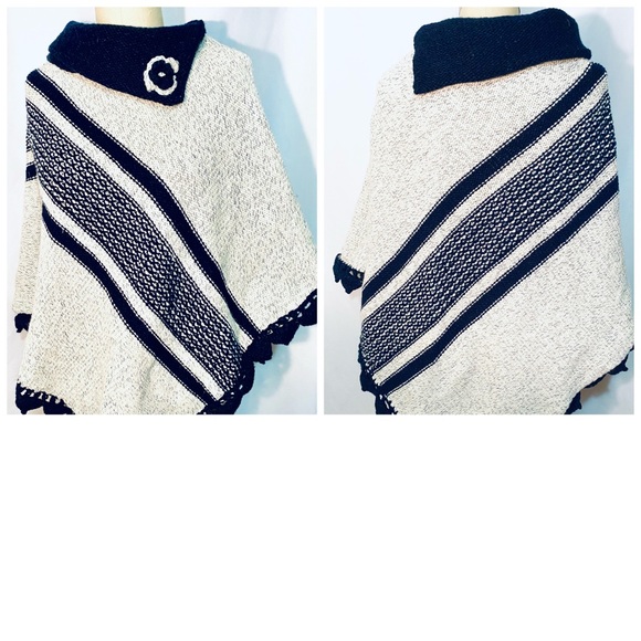 None Other - Hand Knit Wool Poncho
